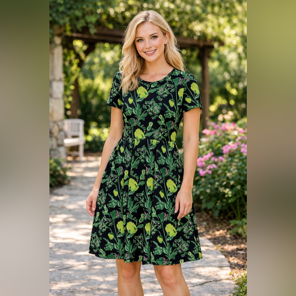 LuLaRoe Textured Floral Fit & Flare Dress - Size Small